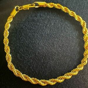 New Thick 14K Solid Gold filled rope chain bracelet 8 in tall unisex men women